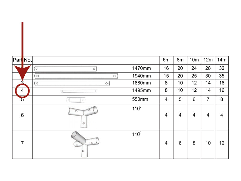 Hanebånd vandret, Ø25mm, 1475mm