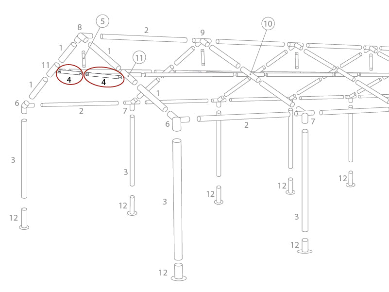 Hanebånd vandret, Ø25mm, 1475mm