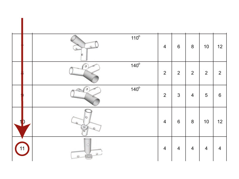 3-vejs samling, Ø42mm, 375x250mm