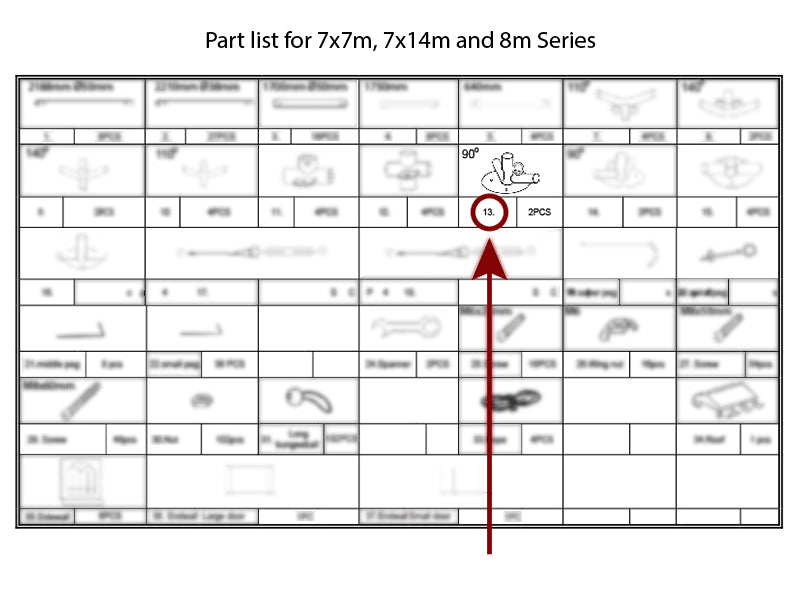 3-vejs samling til bundramme, Ø42+Ø54mm, 90°