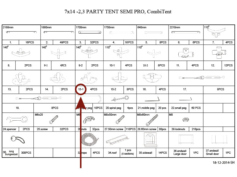 3-vejs samling til bundramme, Ø42+Ø54mm