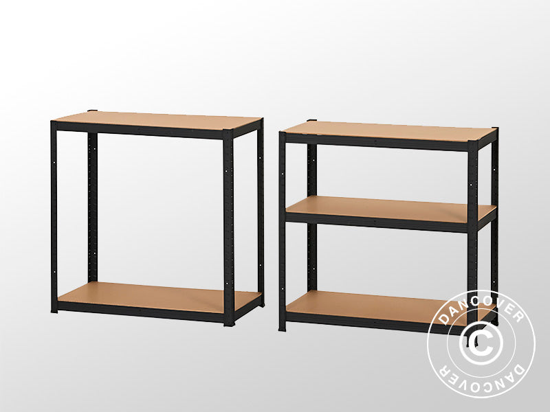 Lagerreol m/5 Hylder, 0,9x0,45x1,8m, Sort