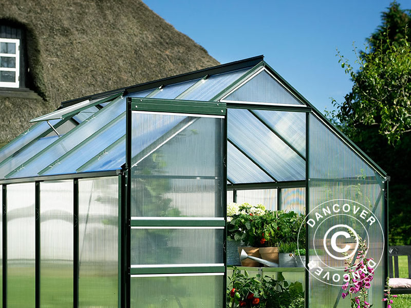 Drivhus polycarbonat Halls Popular 6,2m², 1,93x3,19x1,95m, Grøn