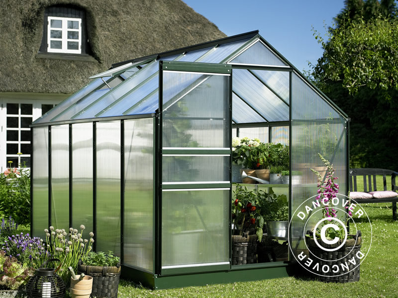 Drivhus polycarbonat Halls Popular 6,2m², 1,93x3,19x1,95m, Grøn
