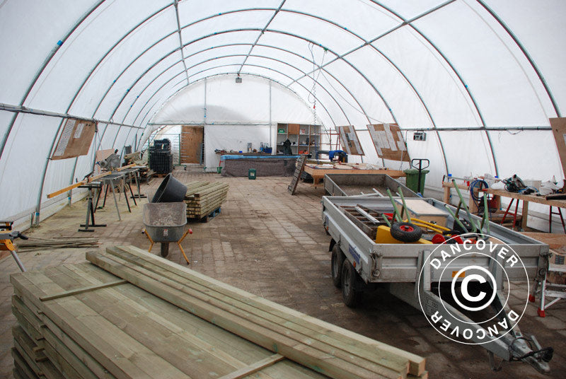 Rundbuehal, telthal 9,15x12x4,5m PVC, Hvid