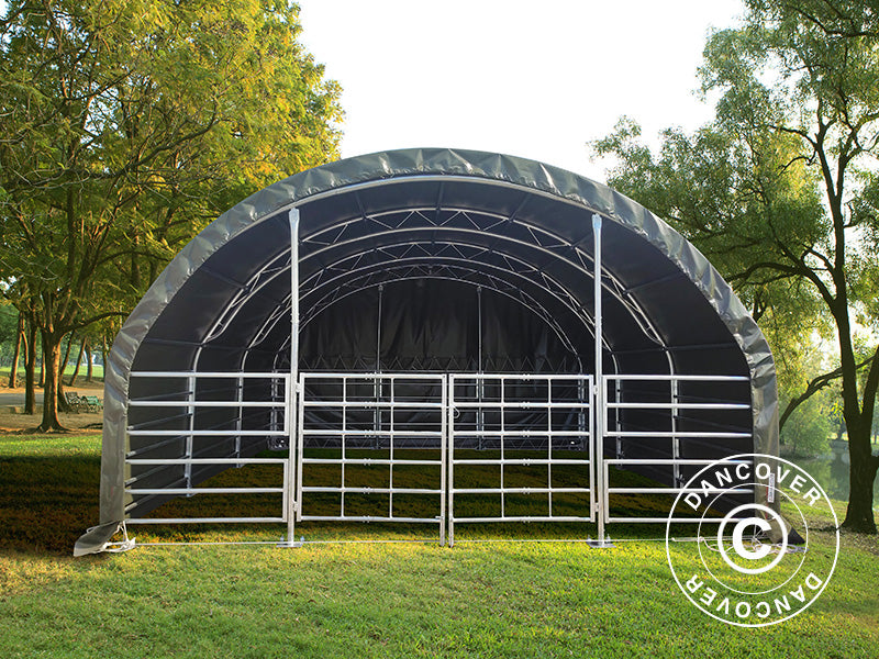 Læskur til husdyr Truss 6x6x3,7m, PVC, Grøn