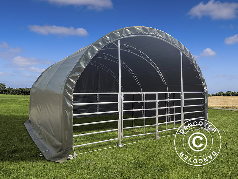 Læskur til husdyr Truss 6x6x3,7m, PVC, Grøn