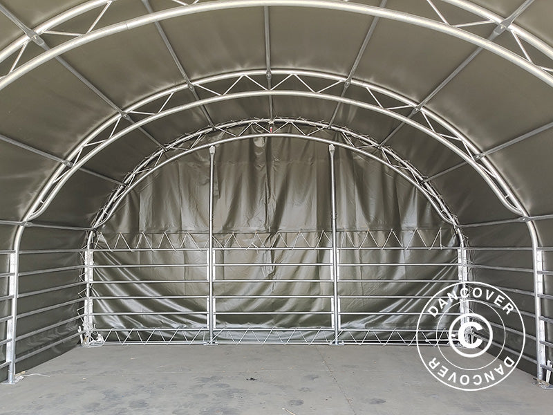 Læskur til husdyr Truss 6x6x3,7m, PVC, Grøn