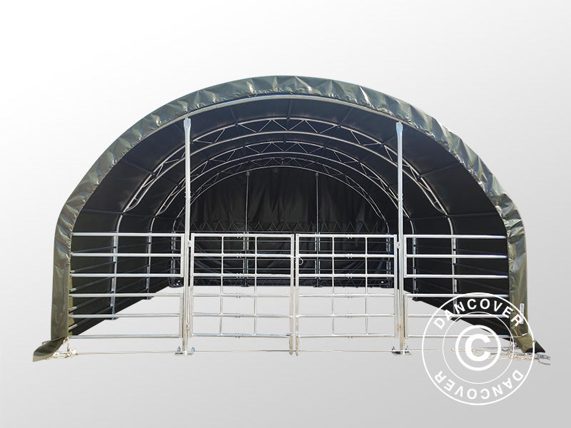 Læskur til husdyr Truss 6x6x3,7m, PVC, Grøn