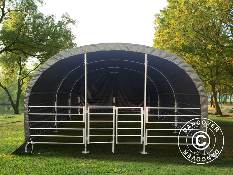 Læskur til husdyr 4x6x2,4m, PVC, Grøn