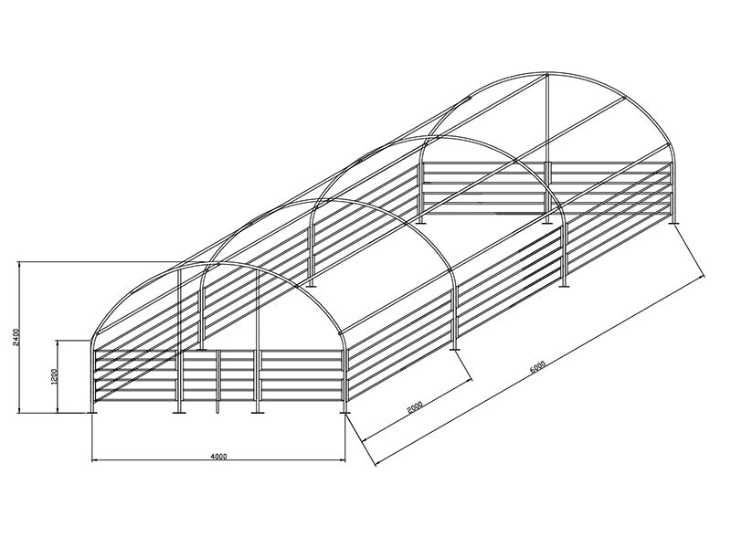 Læskur til husdyr 4x6x2,4m, PVC, Grøn