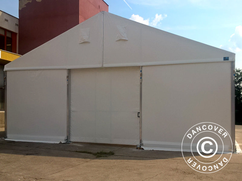 Professionel telthal Alu 10x10x4,52m m/skydeport, PVC, Hvid
