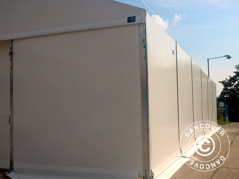Professionel telthal Alu 12x12x5,42m m/skydeport, PVC, Hvid