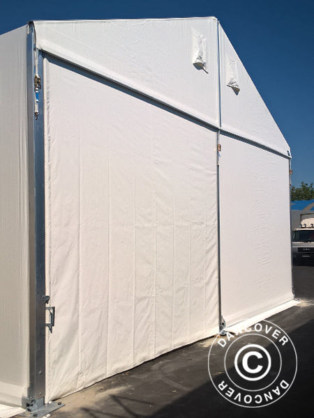 Professionel telthal Alu 12x12x5,42m m/skydeport, PVC, Hvid