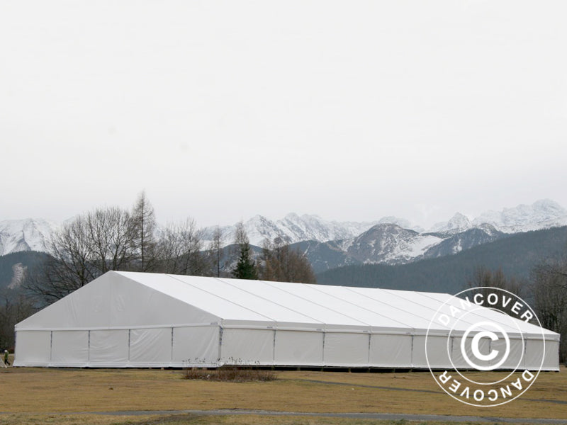 Professionel telthal Alu 15x15x6,03m m/skydeport, PVC, Hvid