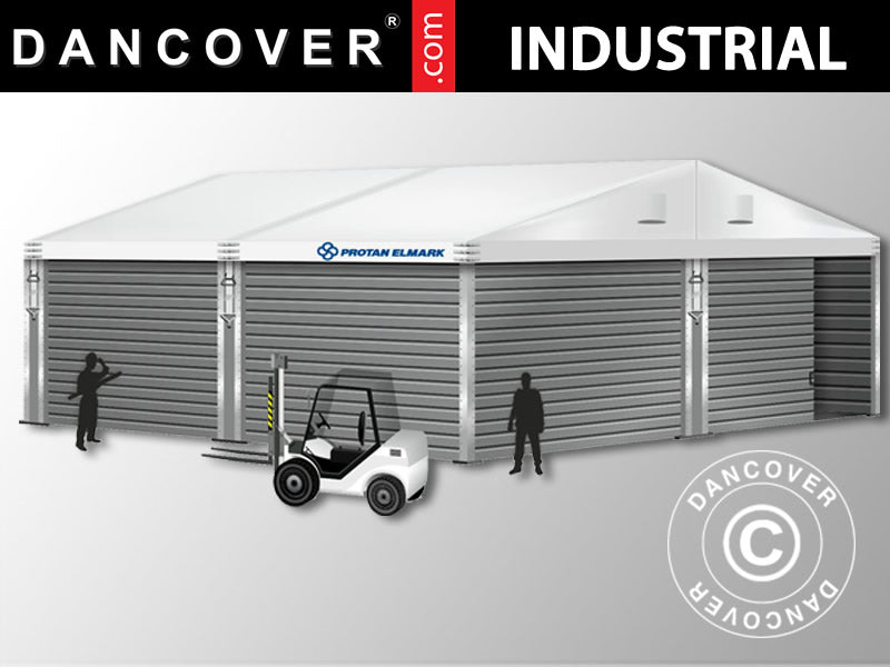 Professionel lagerhal Alu 10x10x4,52m m/skydeport, PVC/Metal, Hvid