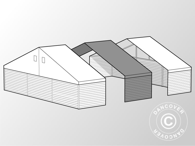 Forlængelse til professionel telthal Alu, PVC/Metal 15x15x6,03, 5m, Hvid