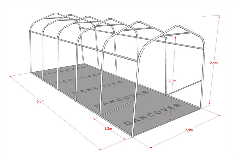 Opbevaringstelt PRO 2,4x6x2,34m PE, Grå