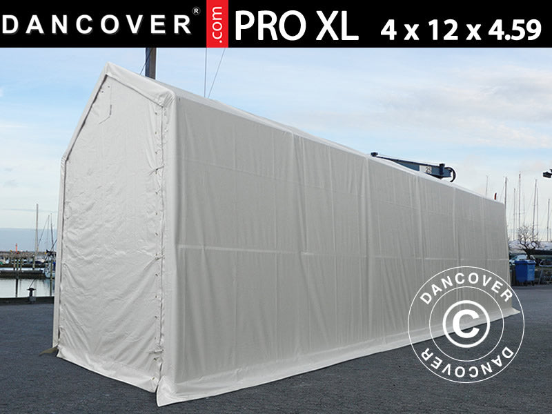 Lagertelt PRO XL 4x12x3,5x4,59m, PVC, Hvid