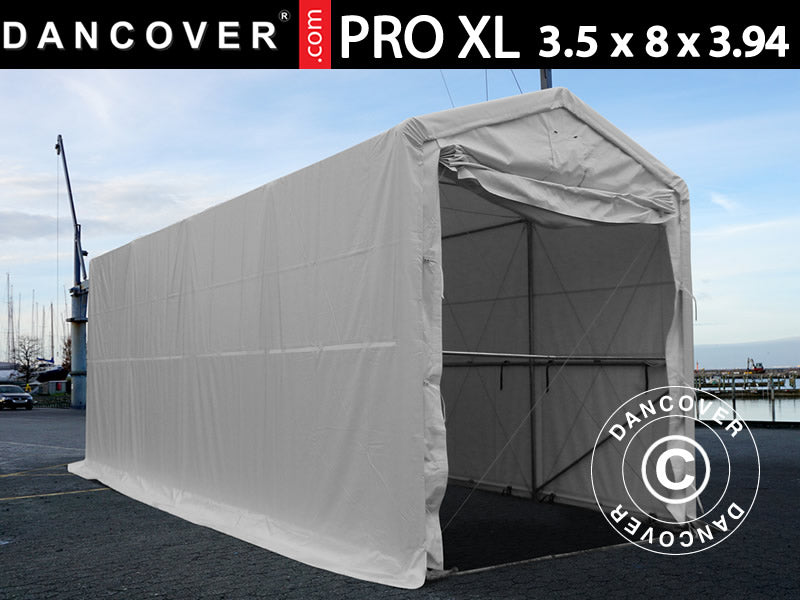 Lagertelt PRO XL 3,5x8x3,3x3,94m, PVC, Hvid