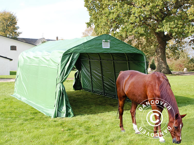 Læskur til husdyr 3,6x6x2,68m, PVC, Grøn