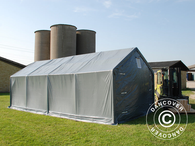 Lagertelt PRO 4x8x2x3,1m, PVC, Grå