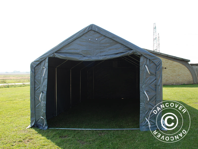 Lagertelt PRO 4x8x2x3,1m, PVC, Grå