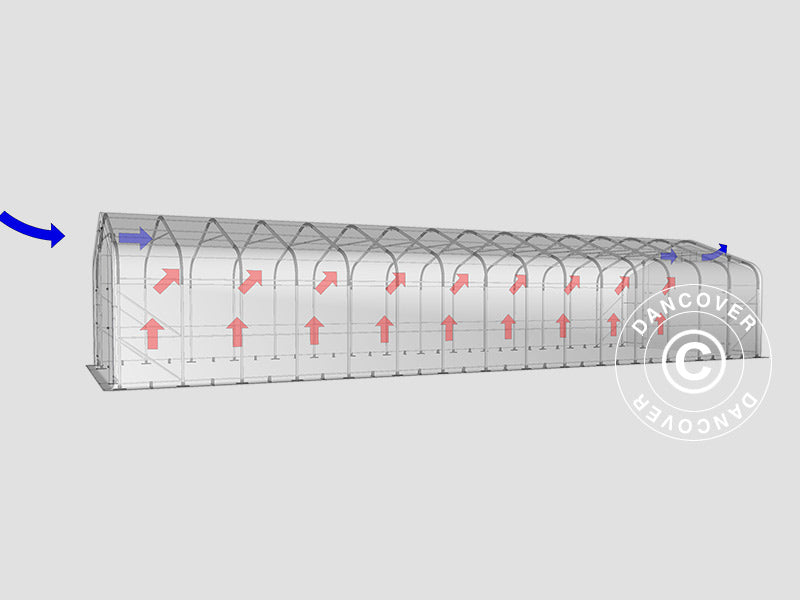 Lagertelt PRO 6x18x3,7m PVC m/ovenlys, Grå