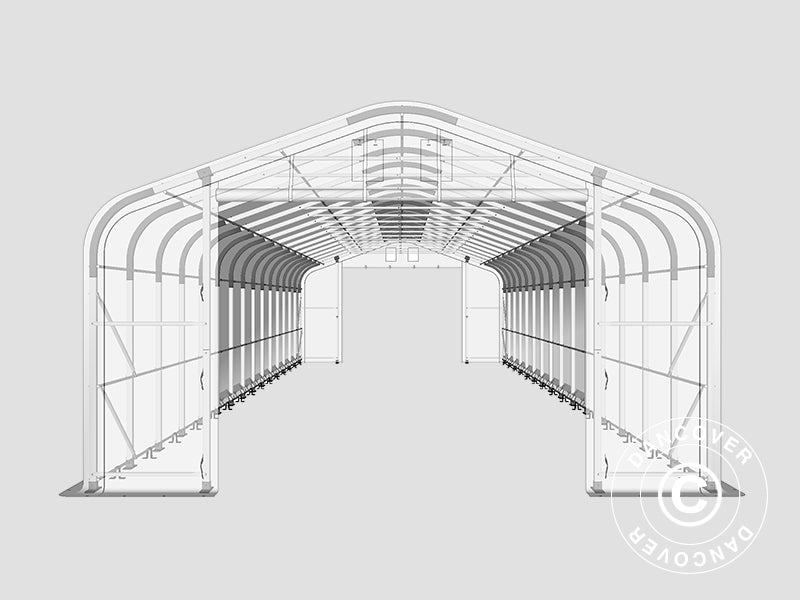 Lagertelt PRO 6x18x3,7m PVC m/ovenlys, Grå
