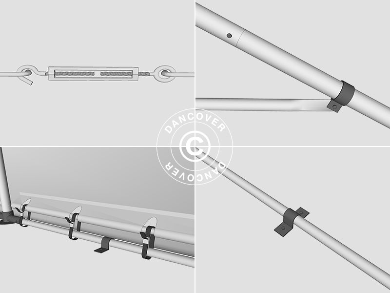 Lagertelt PRO 5x6x2x3,39m, PVC, Grå