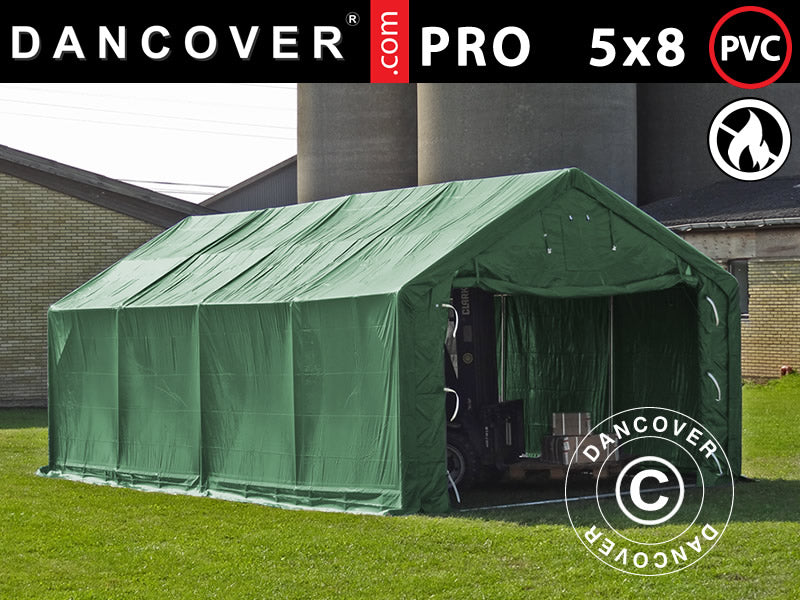 Lagertelt PRO 5x8x2x3,39m PVC, Grøn