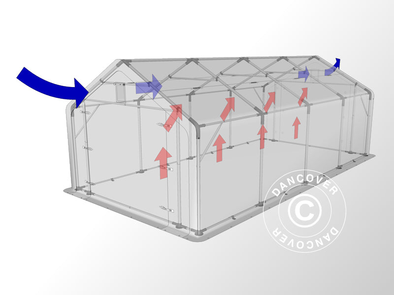 Lagertelt PRO 4x8x2x3,1m, PVC, Grøn