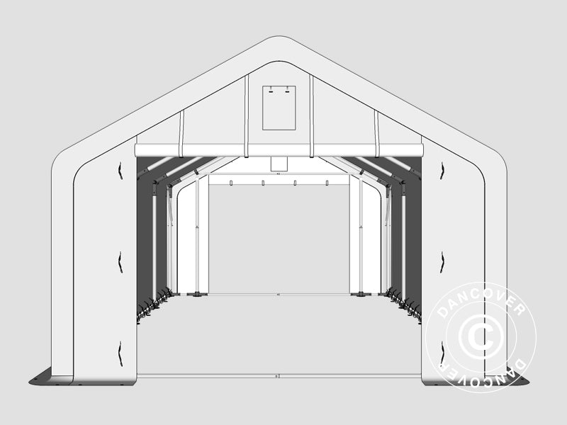 Lagertelt PRO 4x8x2x3,1m, PVC, Grøn