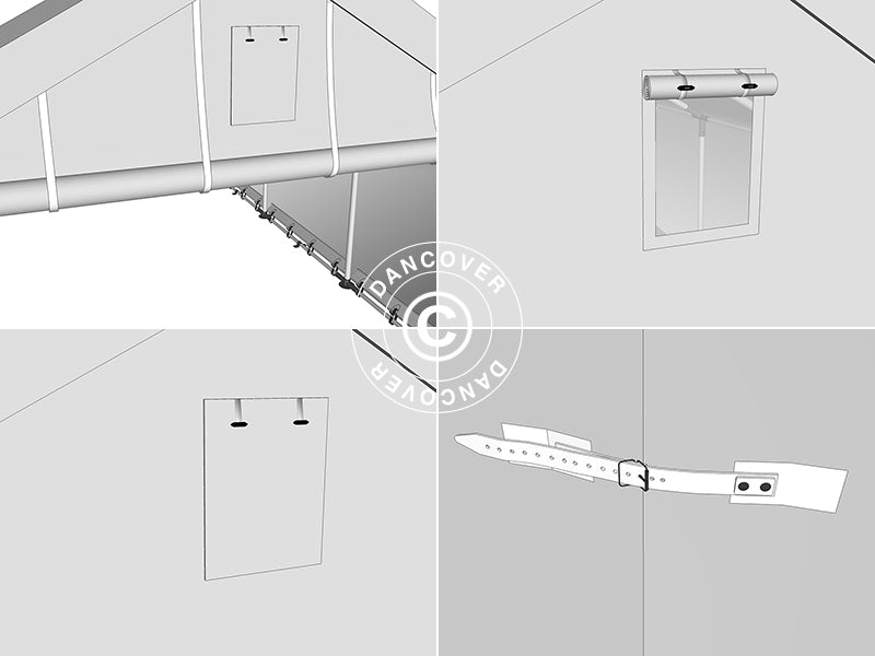 Lagertelt PRO 4x8x2x3,1m, PVC, Grøn