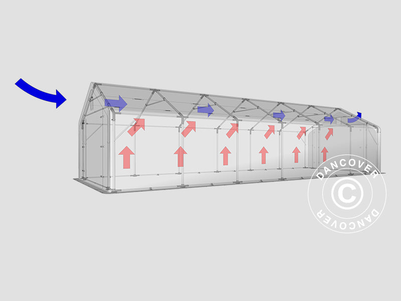 Lagertelt PRO 5x12x2x3,39m, PVC, Grå