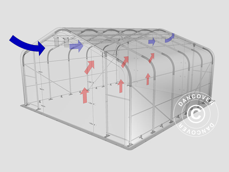 Lagertelt PRO 7x7x3,8m PVC m/ovenlys, Grøn