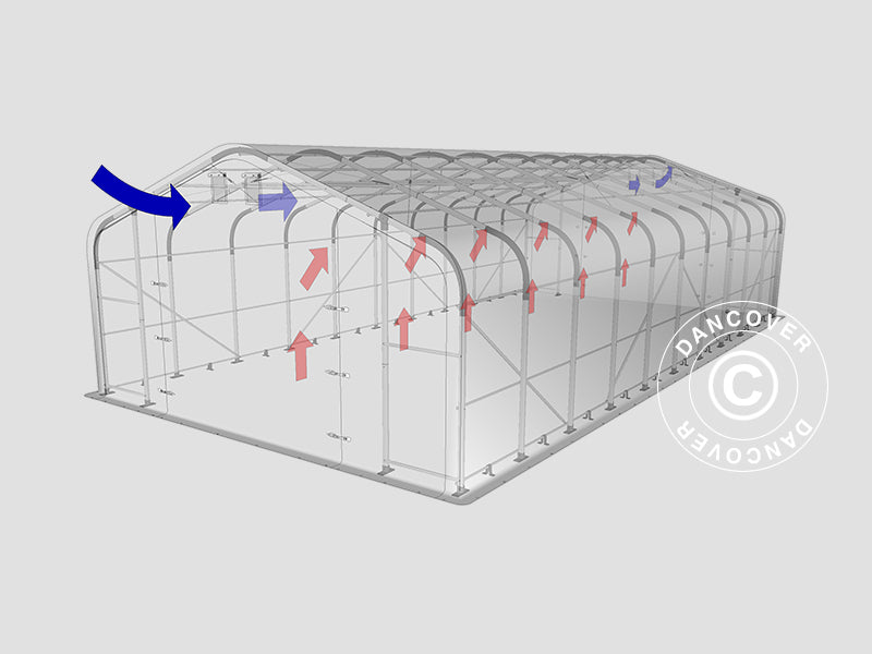 Lagertelt PRO 7x14x3,8m PVC m/ovenlys, Grøn