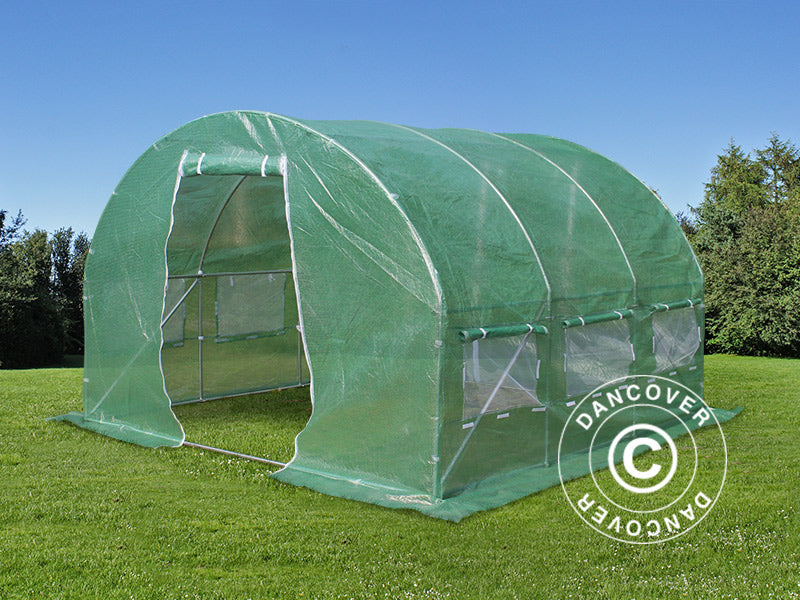 Polytunnel Drivhus 3x3x2m, 9m², Grøn