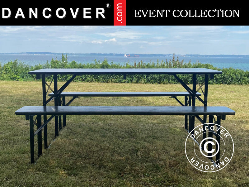 Bord/bænkesæt PRO 180x60x78cm, Sort