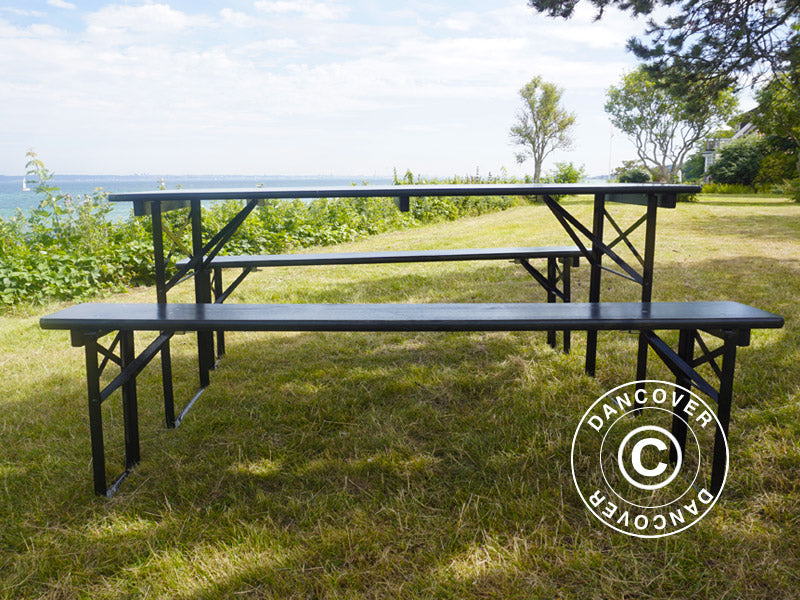 Bord/bænkesæt PRO 200x60x78cm, Sort