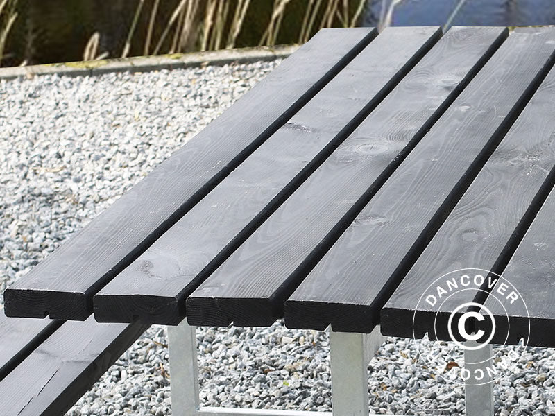 Bord/bænkesæt, 1,4x1,75x0,72m, Sort