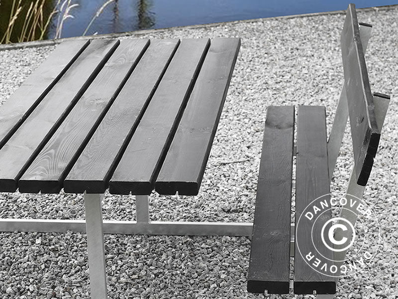 Bord/bænkesæt m/ryglæn, 1,8x1,75x0,85m, Sort