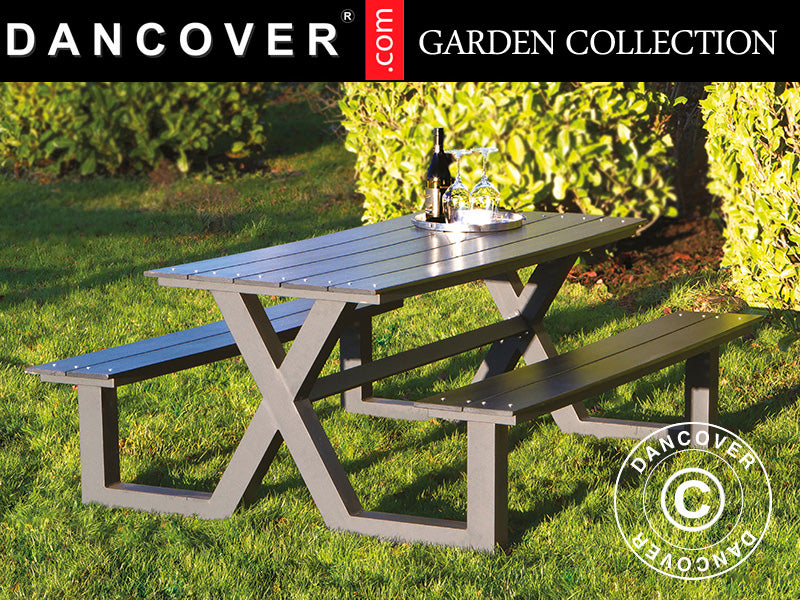 Bord/bænkesæt, nonwood, 1,51x1,76x0,72m, Sort/Antracit