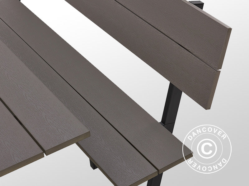 Bord/bænkesæt m/ryglæn, nonwood, 1,75x1,86m, Sort/Antracit