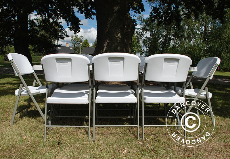 Festpakke, 1 klapbord (180cm) + 8 stole, Lysegrå/Hvid