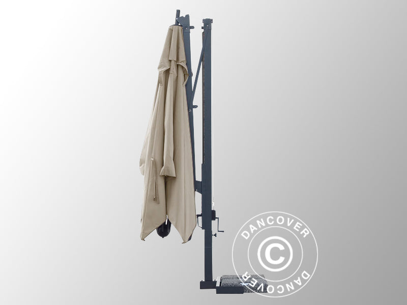 Hængeparasol Galileo Dark, 3,5x3,5m, Natur