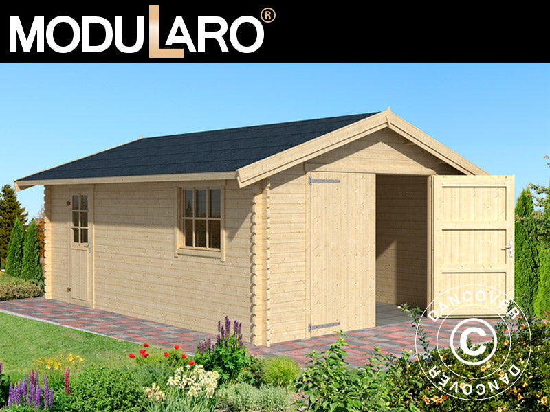 Garage i træ Rauma, 3,8x5,4x2,74m, 40mm, Natur