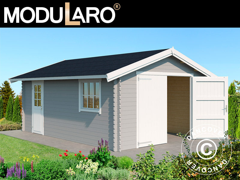 Garage i træ Rauma, 3,8x5,4x2,74m, 40mm, Lysegrå