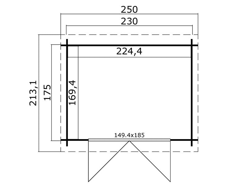 Redskabsskur i træ Hagen 2,3x1,75x2,11m, 28mm, 3,8m², Natur