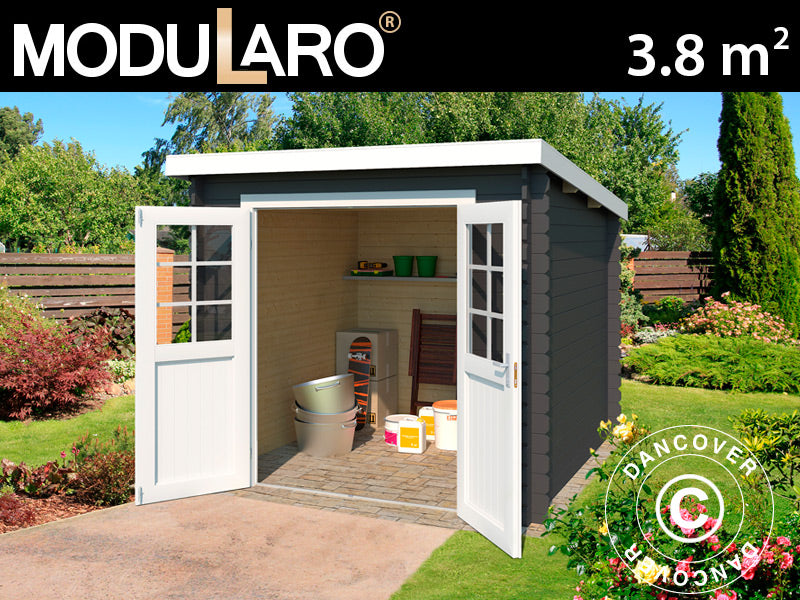 Redskabsskur i træ Hagen 2,3x1,75x2,11m, 28mm, 3,8m², Mørkegrå